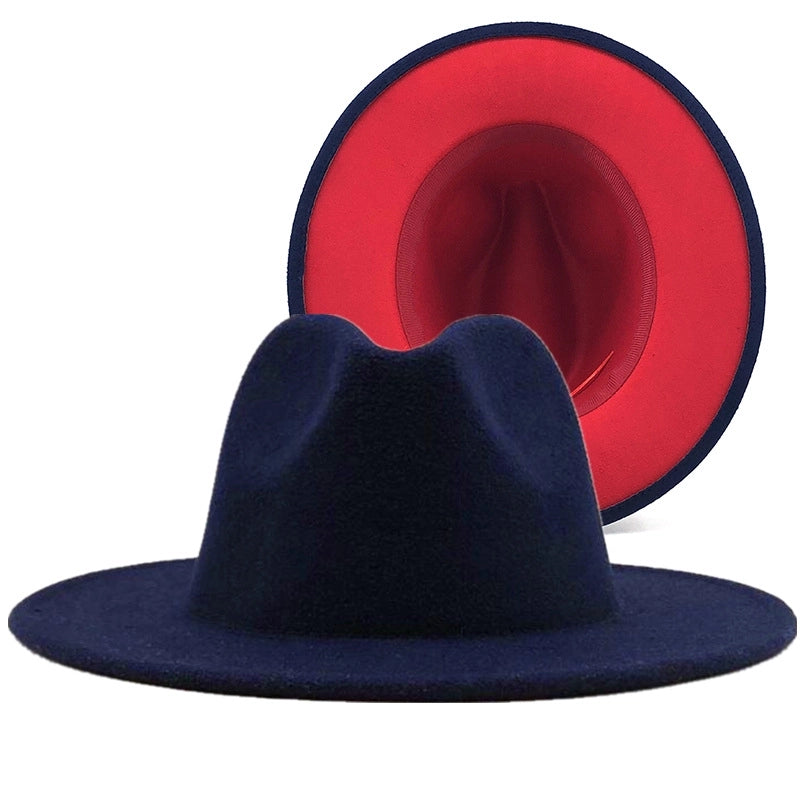Hot Sale Wool Top Hat Outside Fruit Green Inside Red Hat Ethnic Style Jazz Hat Cashmere Felt Hat