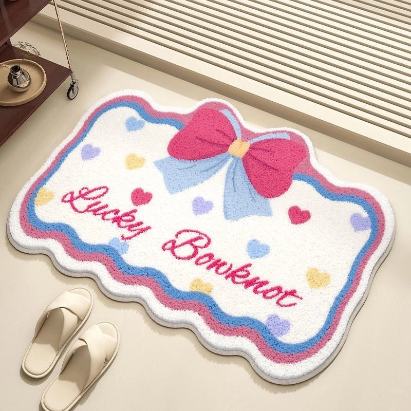 Cute Bow Knot Polyester Floor Mat Bathing