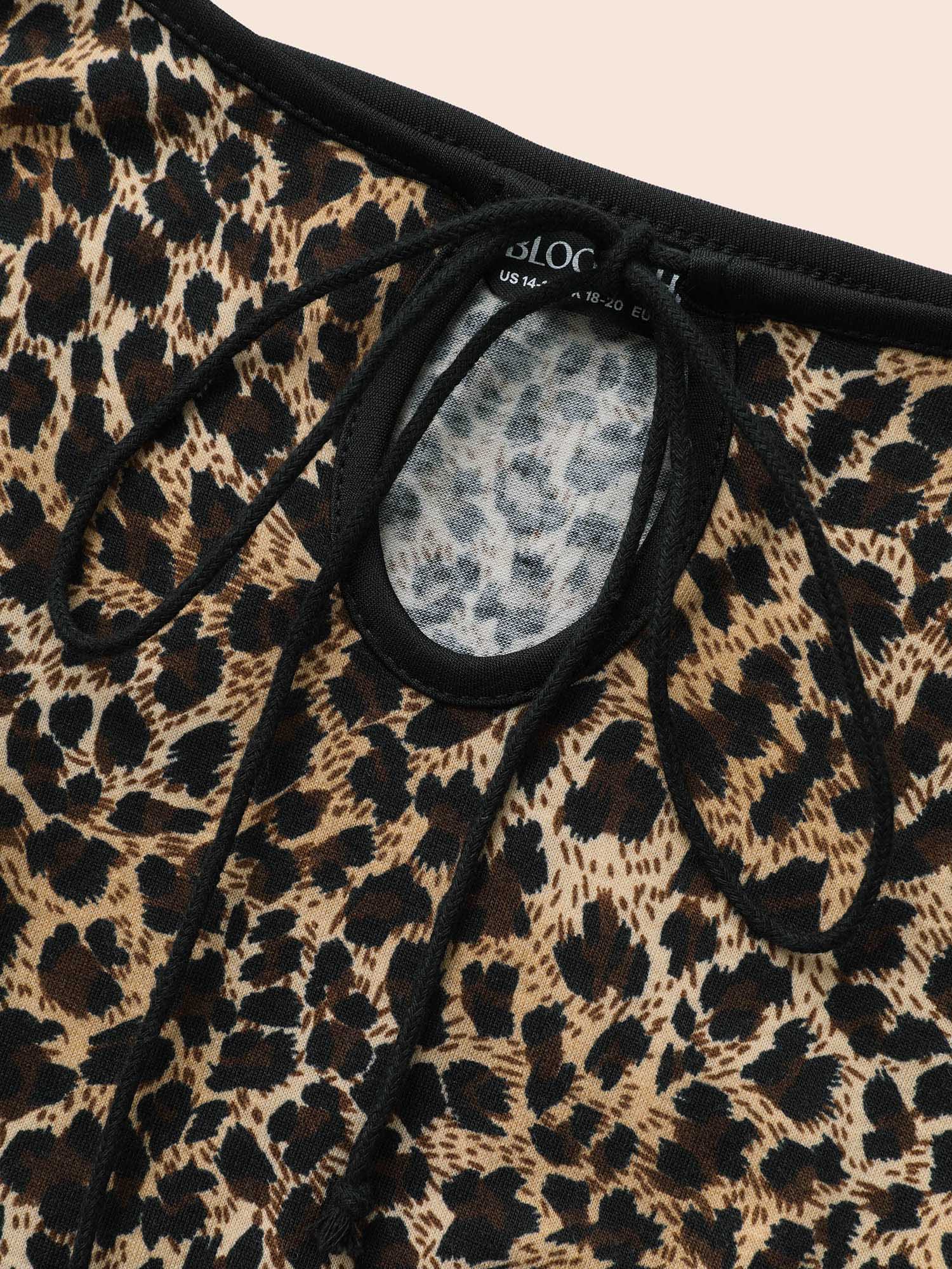 Leopard Print Tie Knot Slim Fit Dress