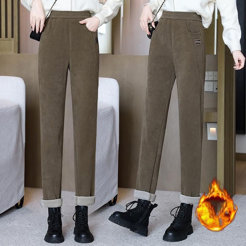 Uitverkoop 50% kortingeDames Hoge Taille Warme Nep Fleece-gevoerde Broeken