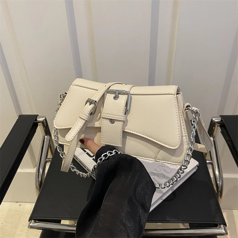Women's Medium Pu Leather Solid Color Streetwear Square Zipper Crossbody Bag