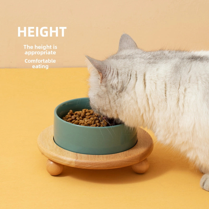 Ceramic Cat Bowl Dog Food Bowl Cat Food Bowl Dog Bowl Dog Bowl Drinking Bowl Double Bowl Cervical Protection Pet Bowl Supplies