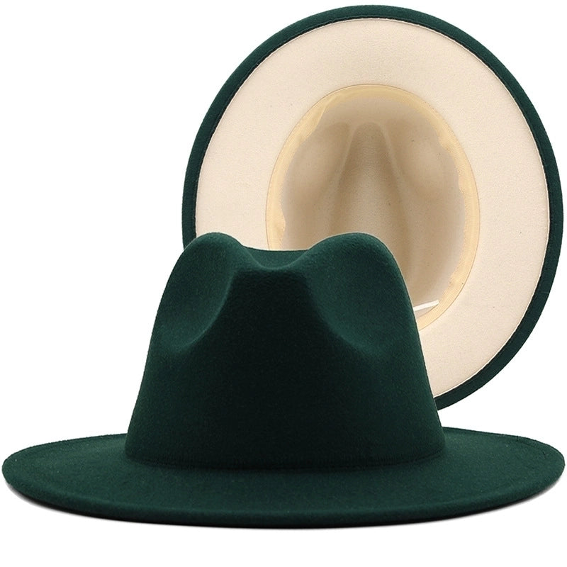 Retro Wool Top Hat Double-sided Blocking Felt Women's Flat-brimmed Jazz Hat