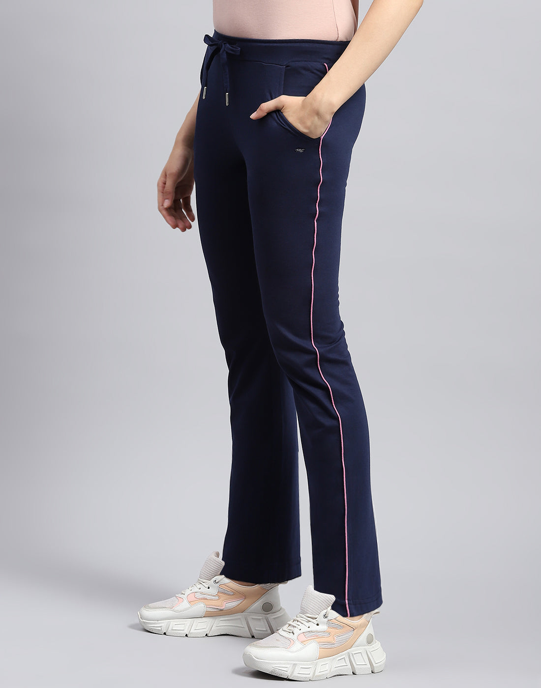 Women Navy Blue Solid Regular Fit Lower