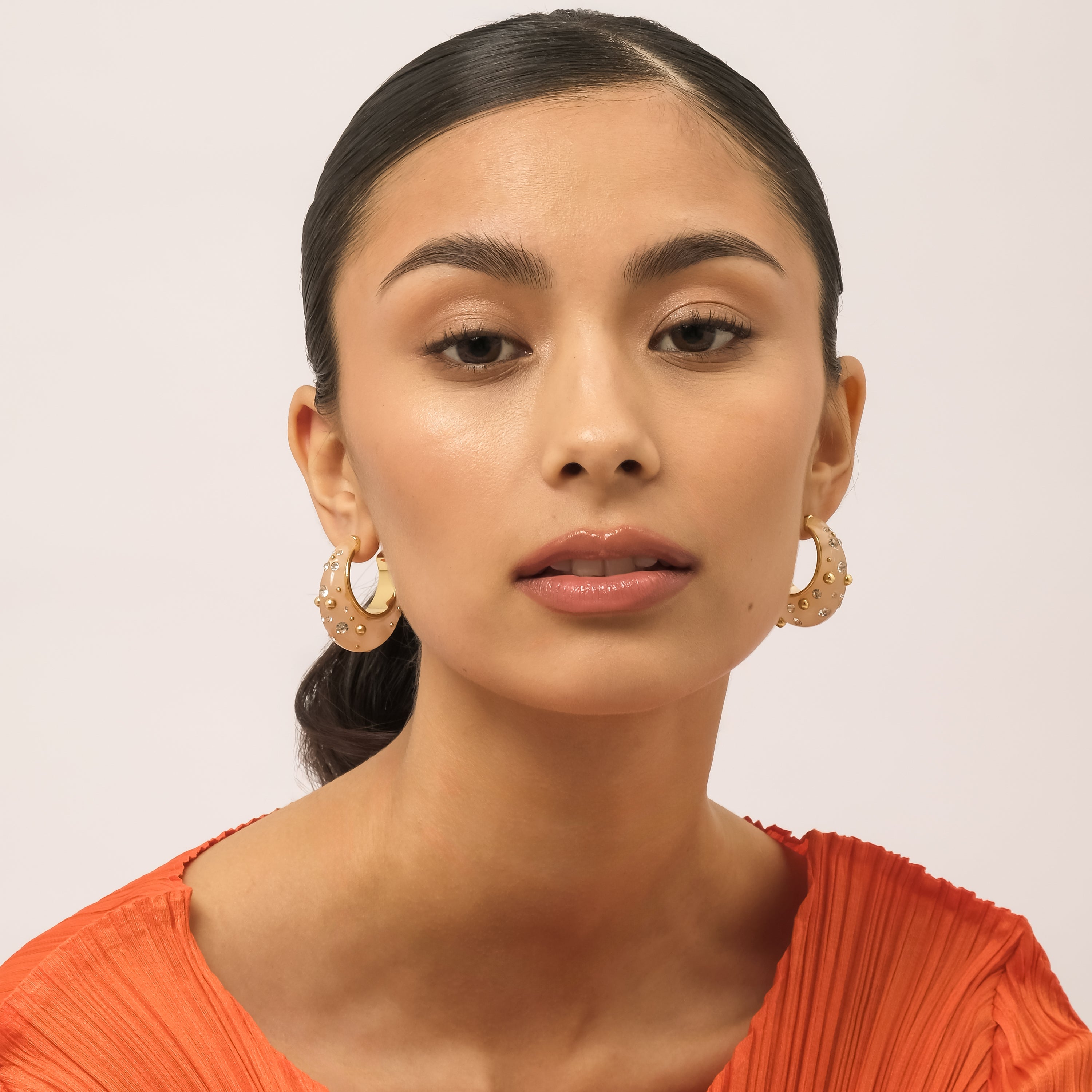 Ciel Enamel Hoops (18K Gold Brass)