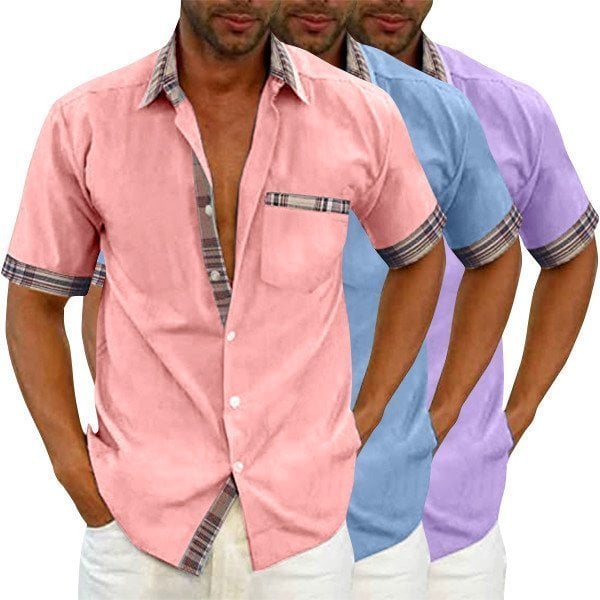 🔥Men's Casual Plaid Collar Button Summer Shirt