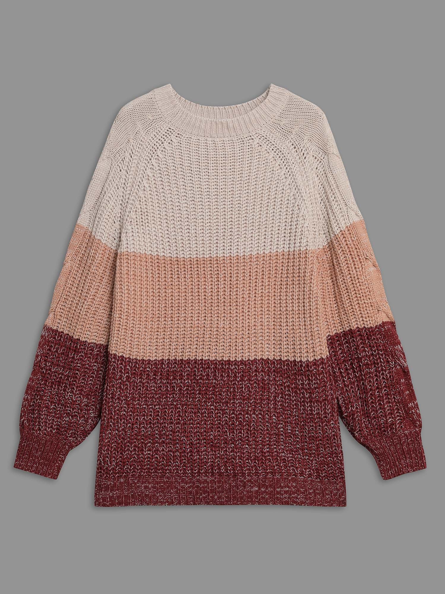 Contrast Textured Cable Knit Pullover