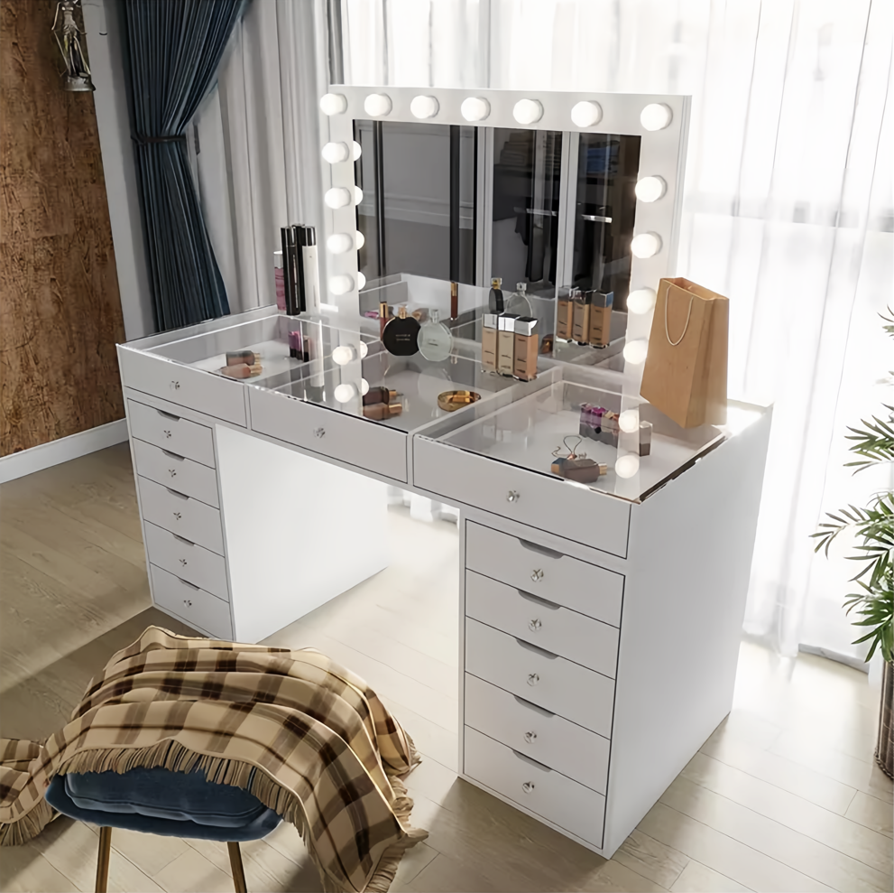 🔥Limited Sale🔥 Vanity Table with Hollywood Mirror