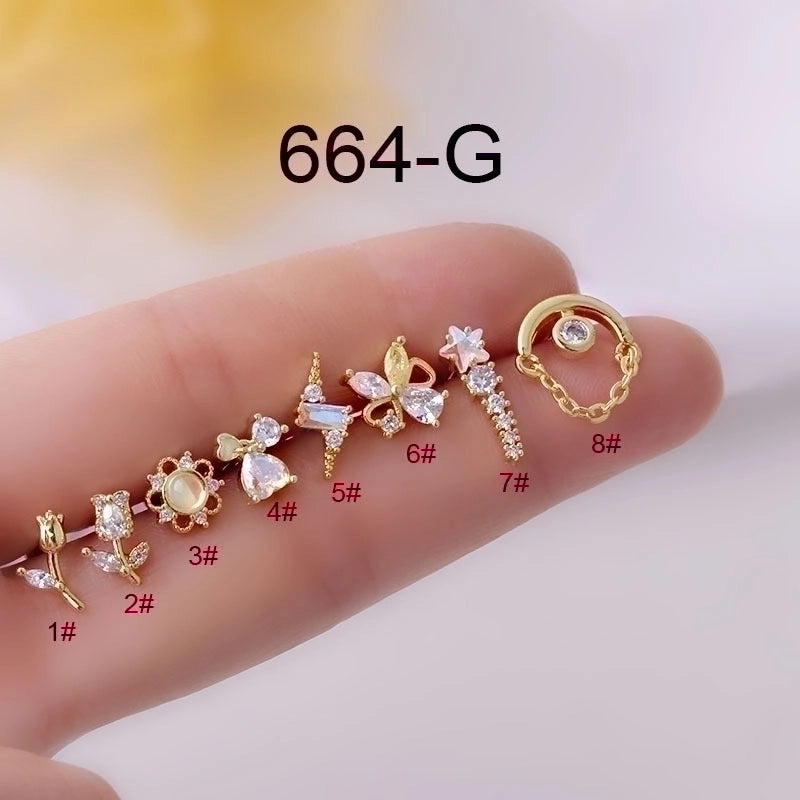 Ear Cartilage Rings & Studs Fashion Flower 316L Stainless Steel  Copper