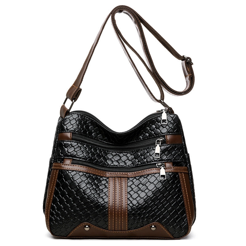 Women's Medium Pu Leather Solid Color Basic Square Zipper Shoulder Bag Crossbody Bag