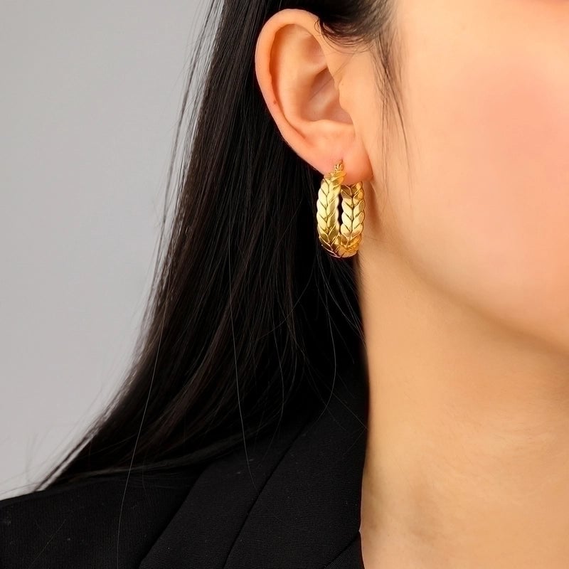 INS Style Geometric Polishing Plating Stainless Steel Gold Plated Earrings