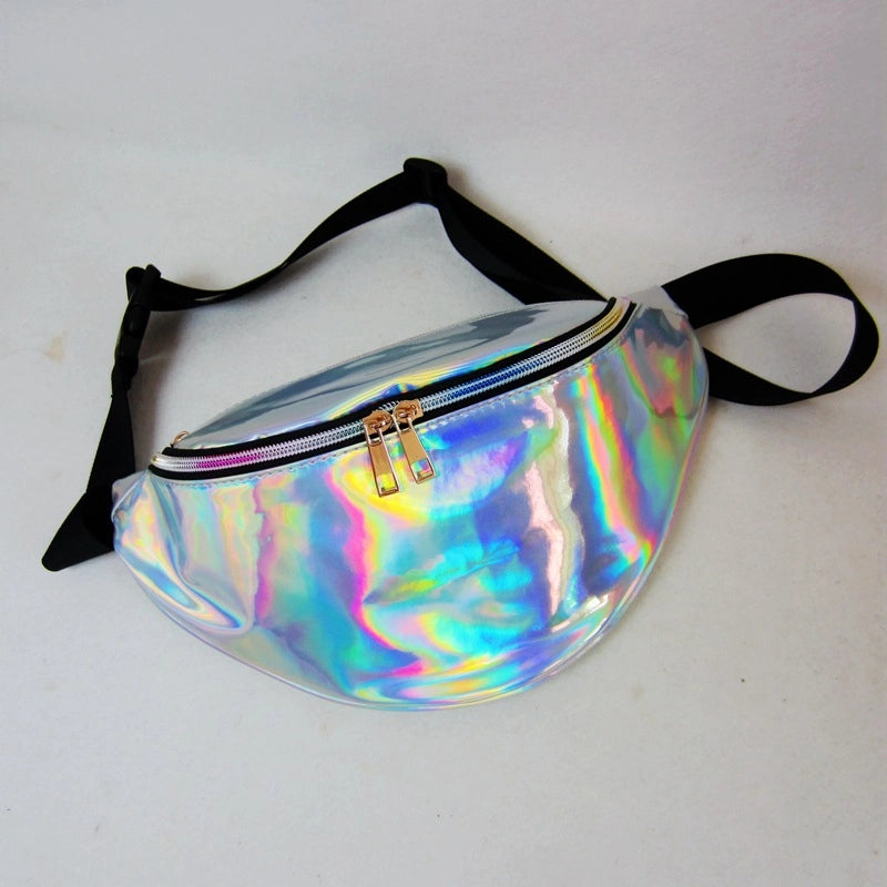 Ladies Waist Bag Running Outdoor Sports PU Colorful Laser New Shoulder Slung Chest Bag Men