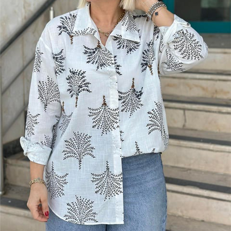 🍁Women's Casual Botanical Print Shirt✨