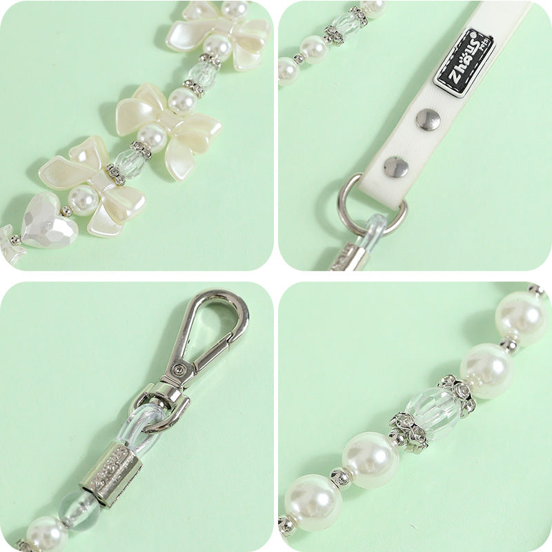Multi-color Rhinestone Pearl Dog Cat Collar