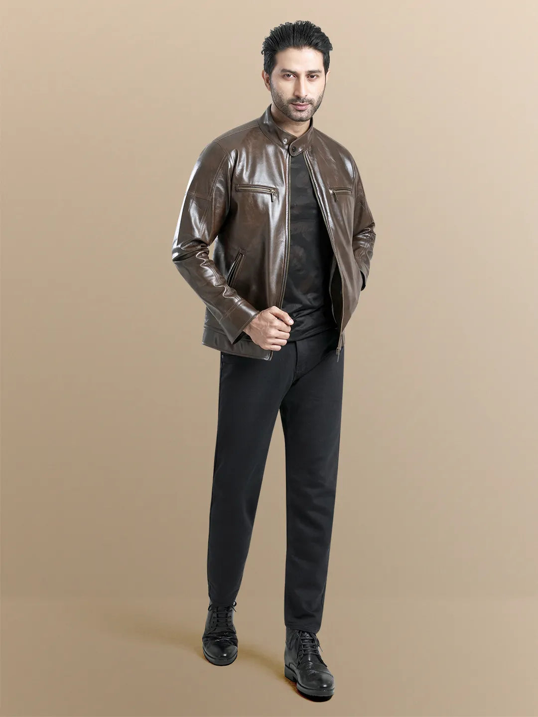 Men's Biker KN Leather Jacket