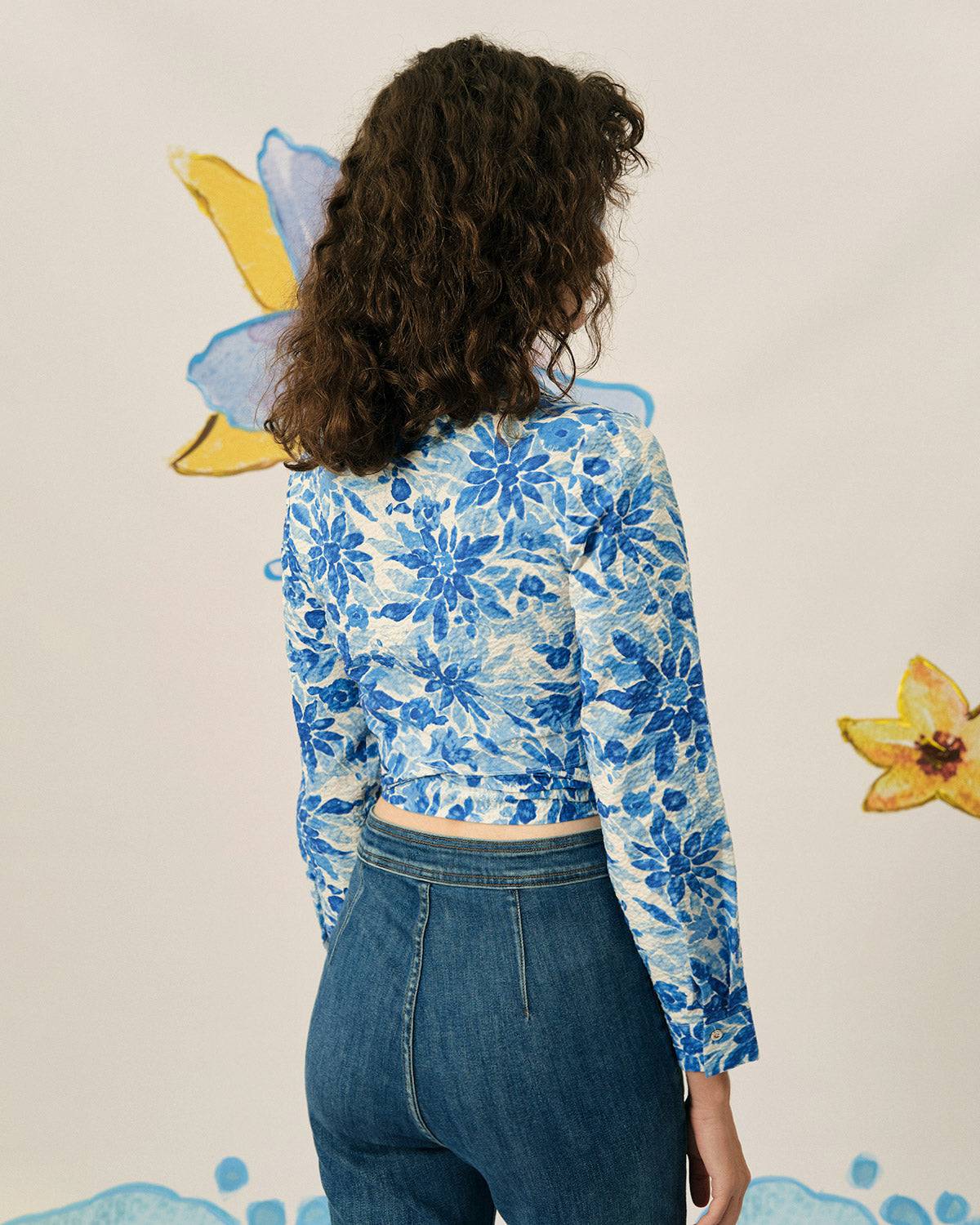The Floral Wrap Long Sleeve Blouse