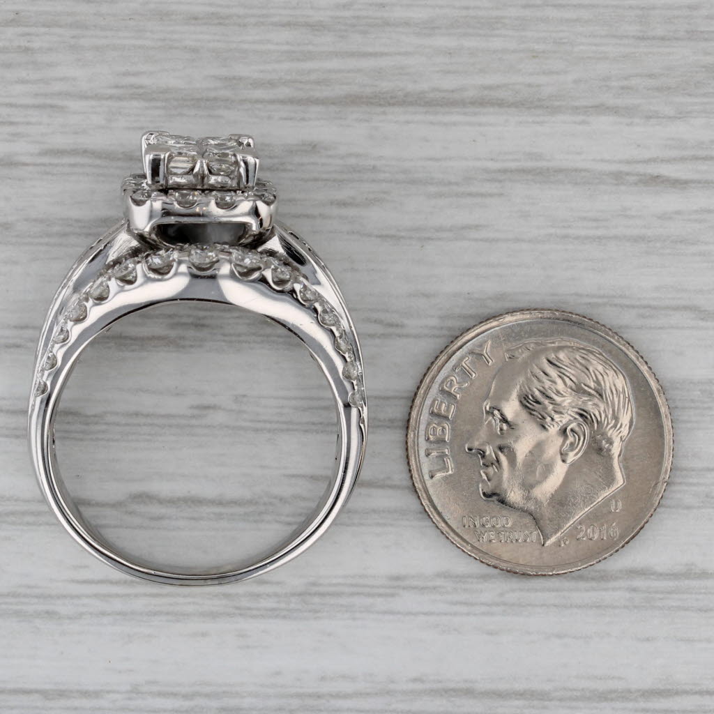 2.78ctw Diamond Halo Bridal Ring 14k White Gold Size 8.5