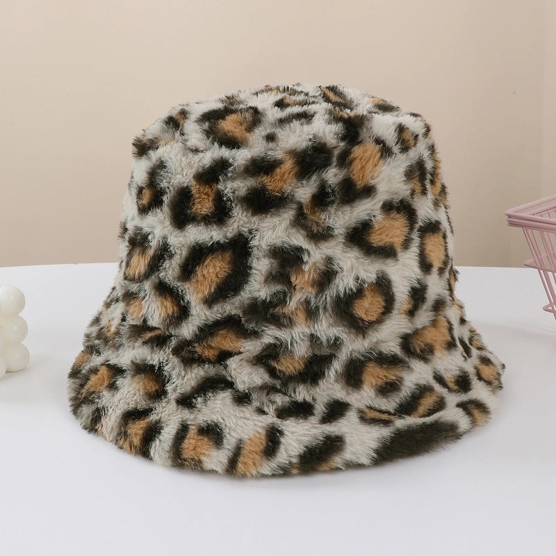 Women's Casual Korean Style Leopard Big Eaves Bucket Hat