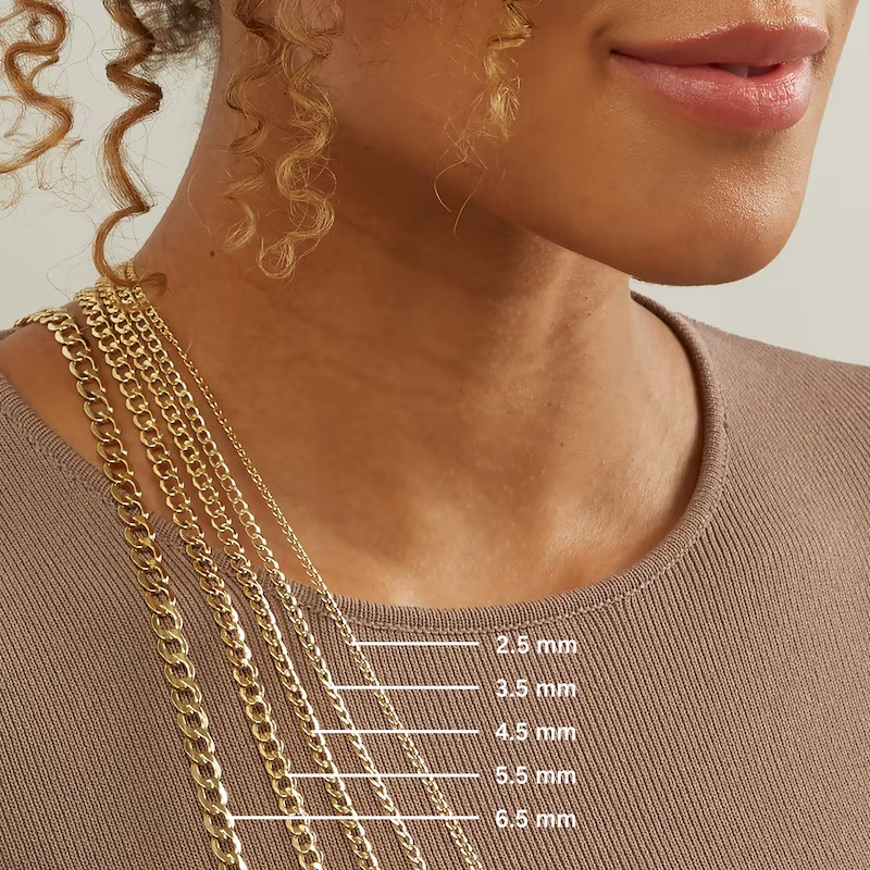 Curb Link Necklace Solid 10K Yellow Gold 22
