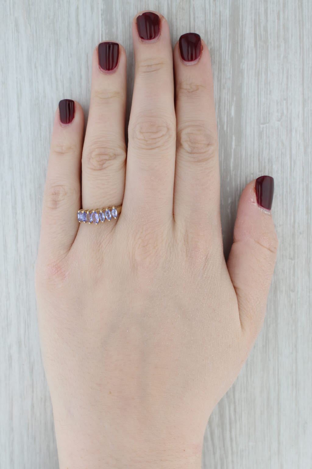 0.92ctw Tiered Tanzanite Ring 14k Yellow Gold Size 8.75 Stackable