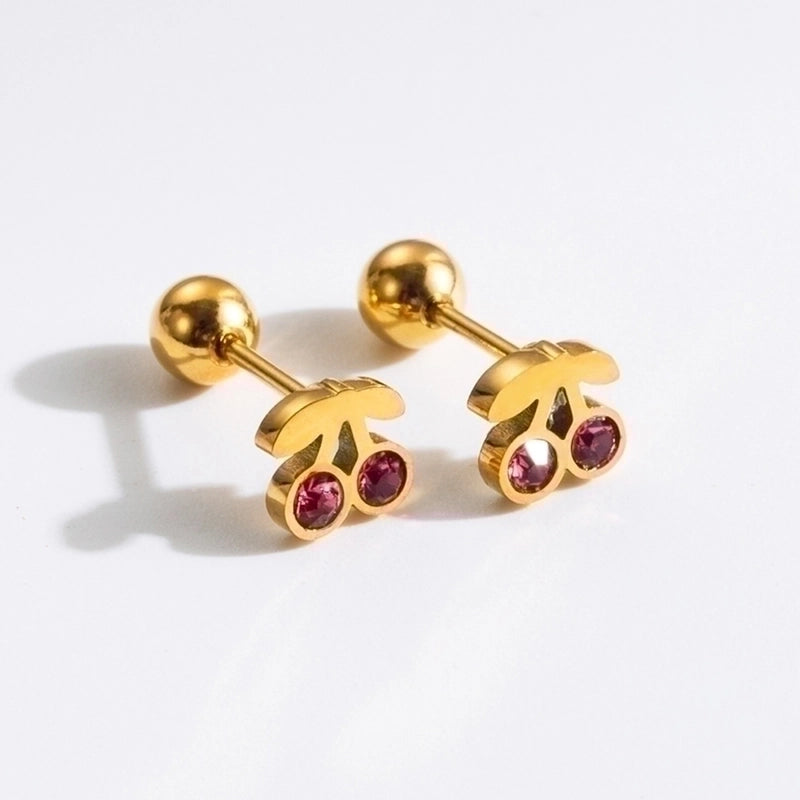1 Pair Commute Rabbit Heart Shape Crown 304 Stainless Steel 18K Gold Plated Ear Studs
