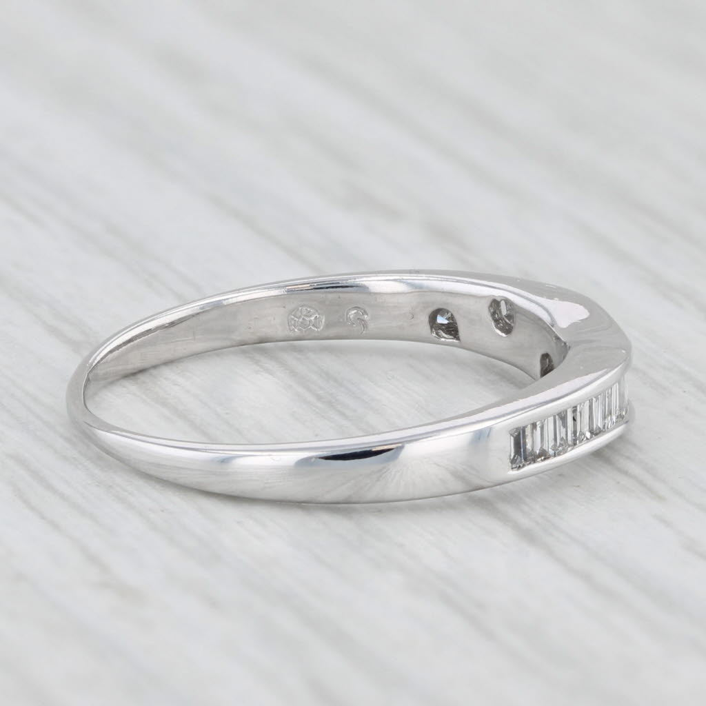 0.25ctw Diamond Contoured Wedding Ring 14k White Gold Size 5.75 Stackable