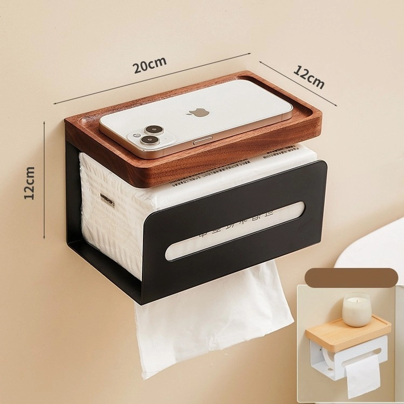 Classical Solid Color Wood Aluminium Alloy Tissue Holder