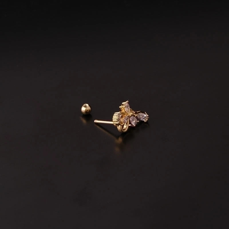 Ear Cartilage Rings & Studs Fashion Geometric 316L Stainless Steel  Copper Plating Inlay Zircon