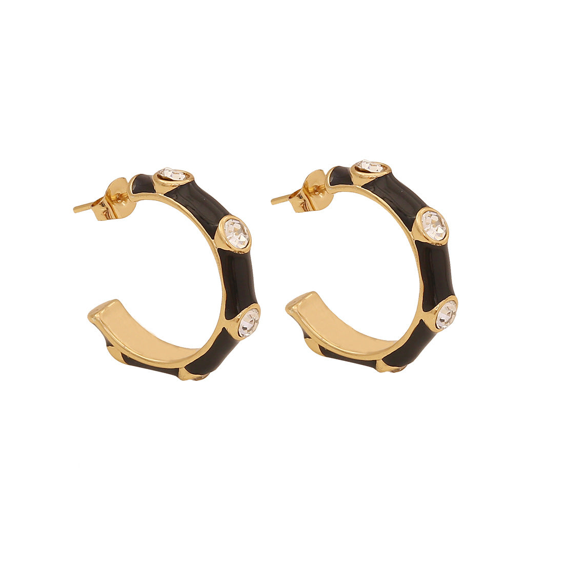 Vintage Retro Stripe Stainless Steel Oil Dripping Earrings
