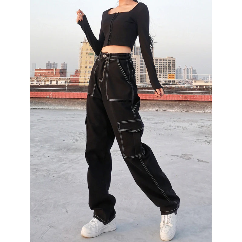 Patchwork Streetwear Baggy Jeans For Women