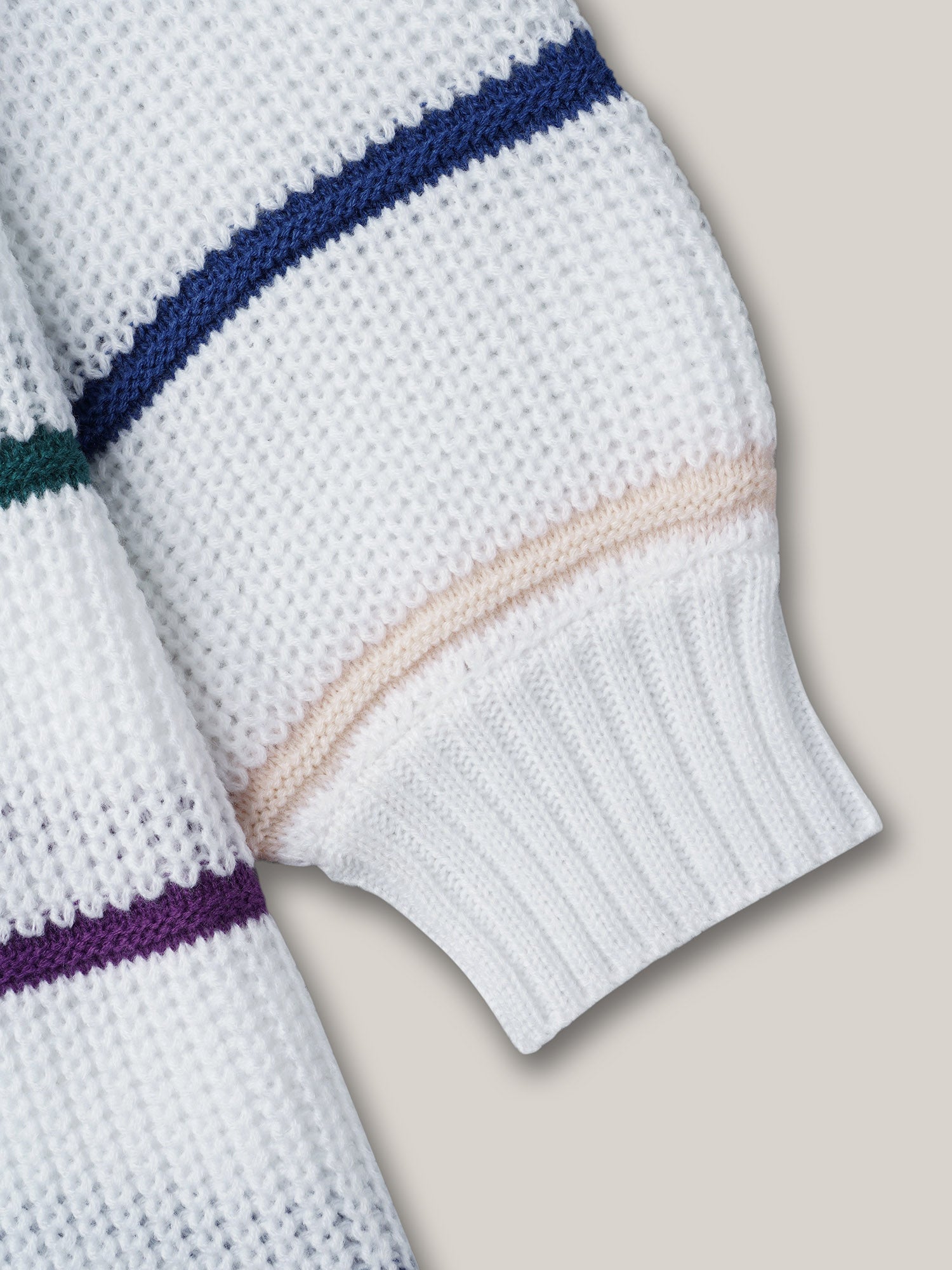 Multi-Color Textured Balloon Sleeve Pullover
