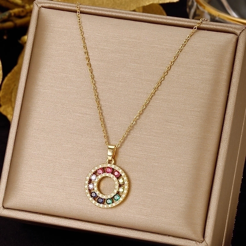 3 Pieces Elegant Minimalist Leaf Four Leaf Clover Insect Stainless Steel Plating Inlay Zircon Pendant Necklace