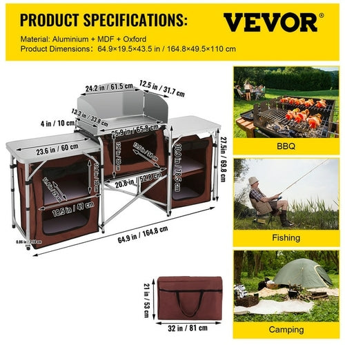 Vevor Camping Outdoor Küche Tisch Schrank faltbar klappbar Kochen