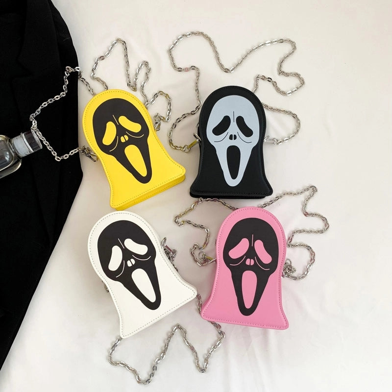 Halloween Women's Pu Leather Ghost Punk Streetwear Sewing Thread Zipper Crossbody Bag