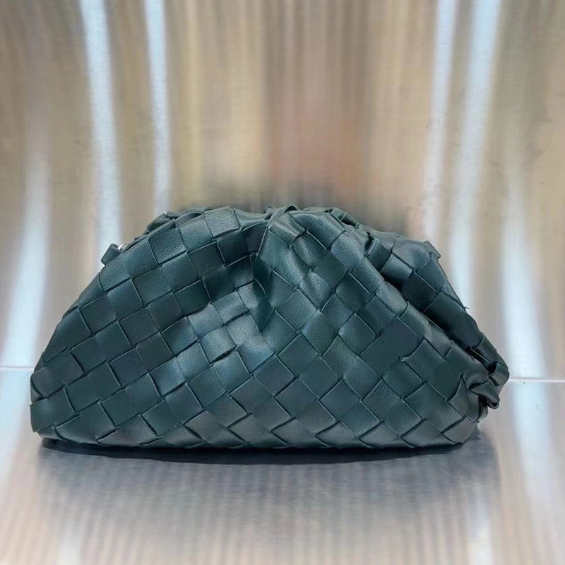 Black Grey Ivory Pu Leather Solid Color Weave Cloud Shape Clutches