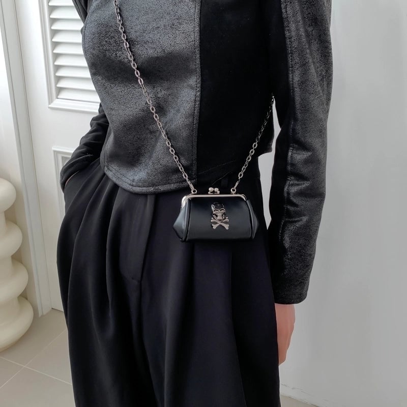 Halloween Women's Small Pu Leather Cross Skull Streetwear Buckle Crossbody Bag