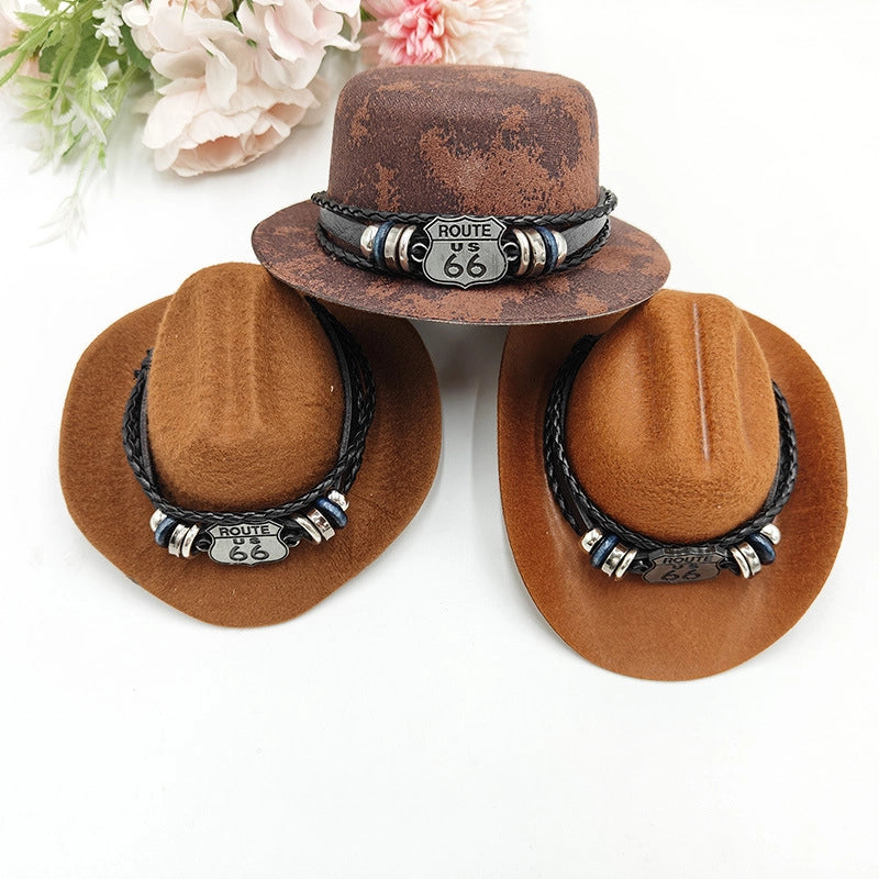 Cowboy Style Polyester Solid Color Pet Hat