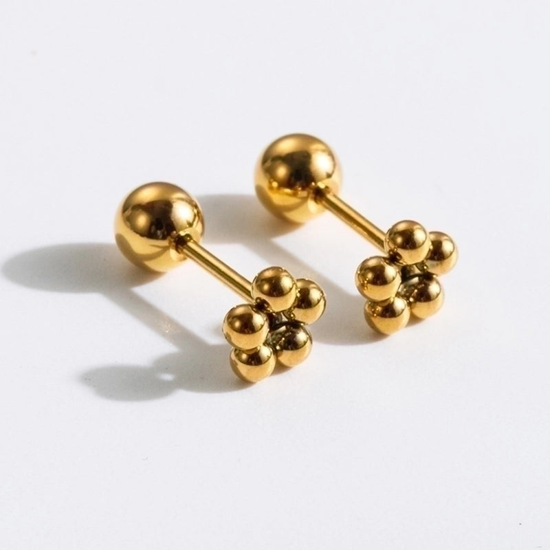 1 Pair Commute Rabbit Heart Shape Crown 304 Stainless Steel 18K Gold Plated Ear Studs