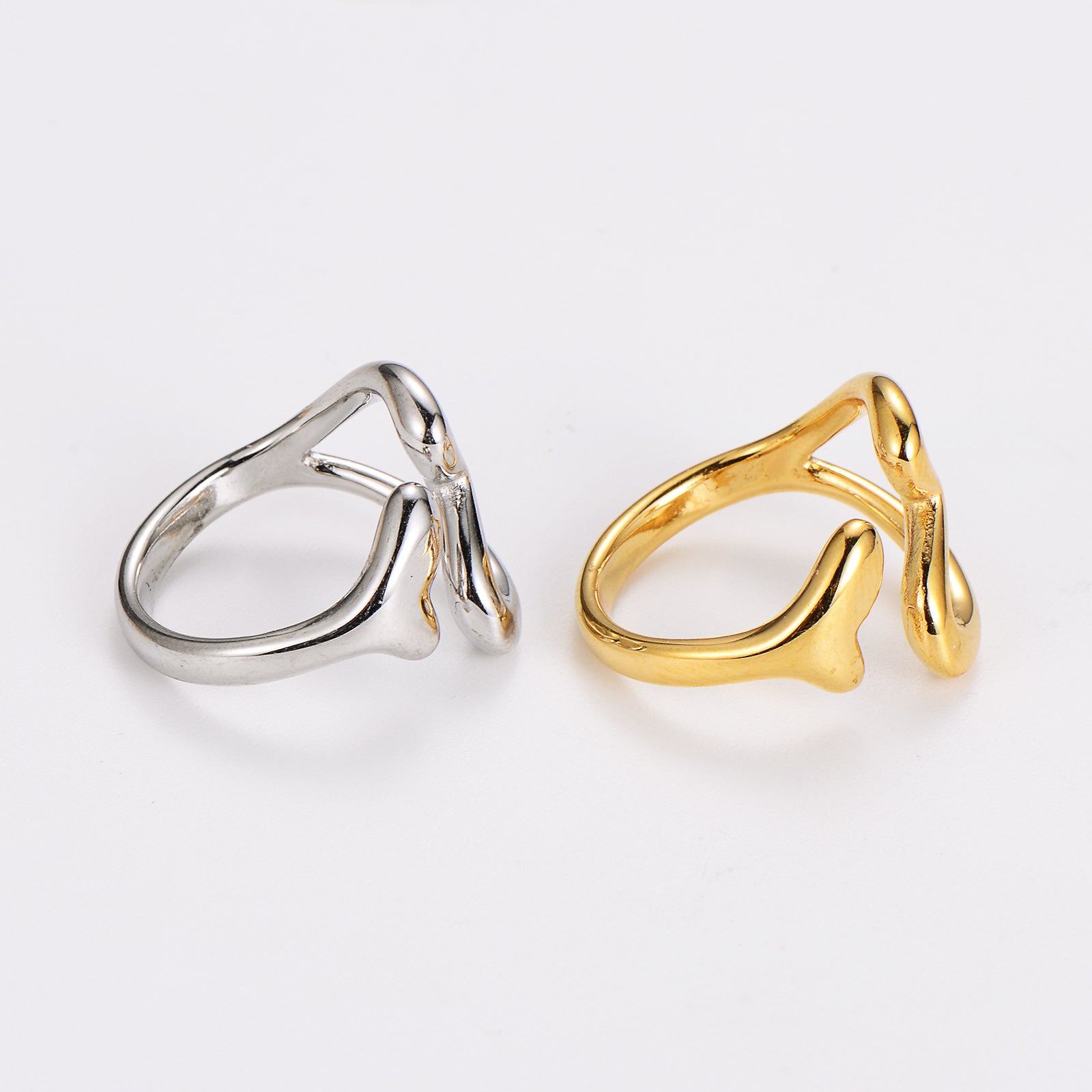 Aml Personality Simple Niche Design Hollow Love Open Ring Female All-Match Ring