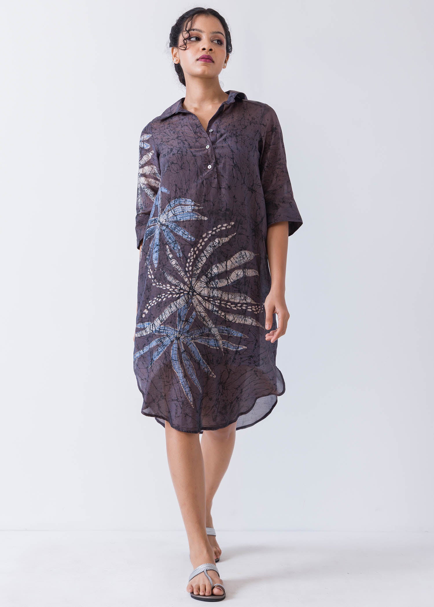 Tropical Hand Print Shirt dress