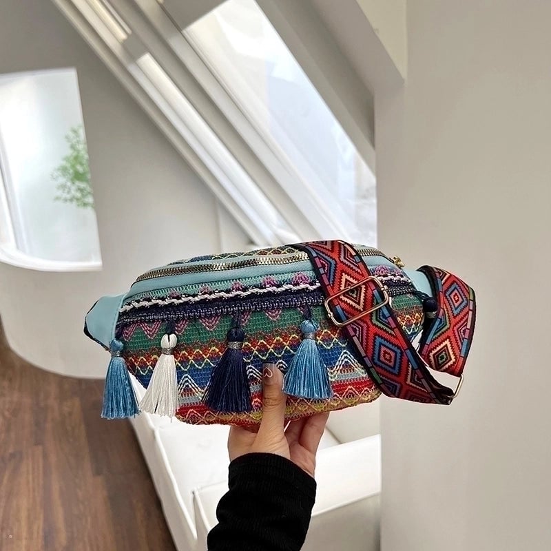 Women's Vacation Geometric Color Block Cloth Waist Bags