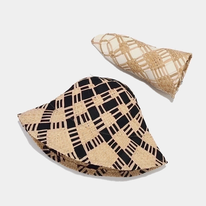 Women's Pastoral Minimalist Color Block Flat Eaves Sun Hat