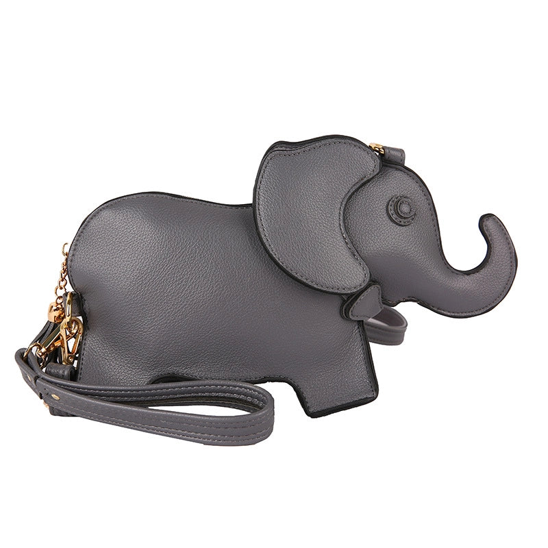 Women's Small Pu Leather Elephant Streetwear Elephant-shaped Zipper Crossbody Bag