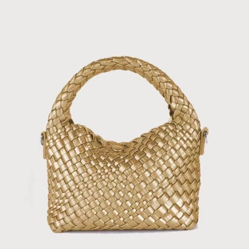 Women's Small Braid Solid Color Streetwear Weave Pillow Shape Magnetic Buckle Handbag