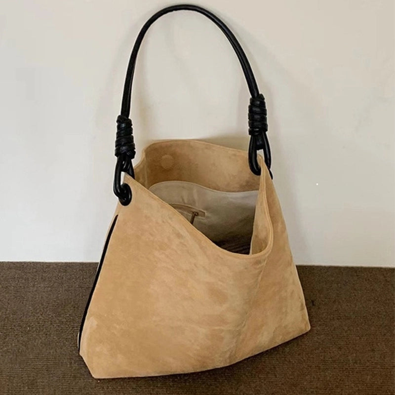 Style Winter New Retro Plush Bag Shoulder Bucket Bag Large Capacity Portable Women's Bag