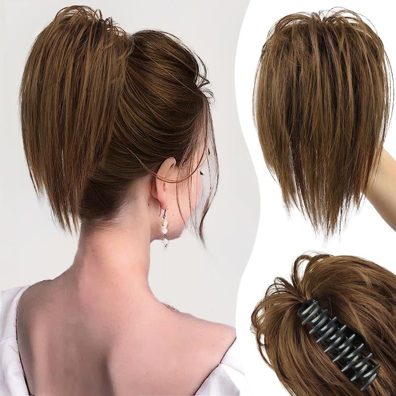 Messy ponytail clip extends hair--High temperature wire