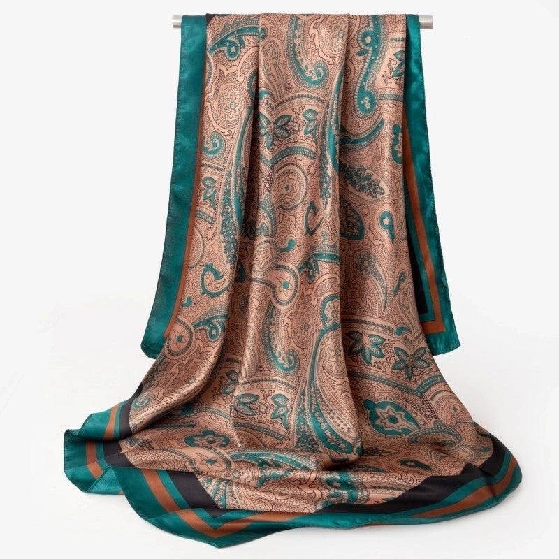 Spring Artificial Silk Women's Satin Scarf Printed All-matching Scarf 90 Large Kerchief Mother's Day Gift