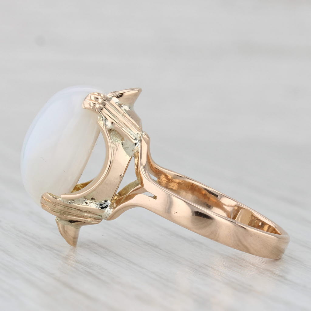 Vintage Welo Opal Oval Cabochon Ring 14k Yellow Gold Size 7