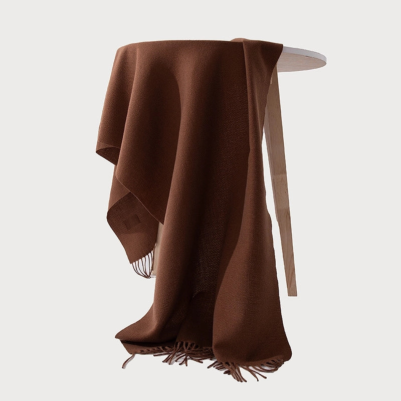 Women's Casual Minimalist Solid Color Polyester Tassel Scarf