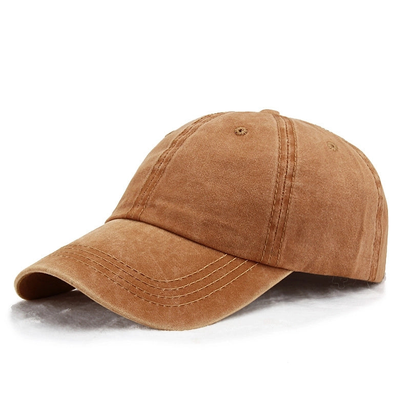 Hat Men's Summer Washed Denim Baseball Cap Old Vintage Solid Color Light Plate Cap Soft Top Curved Eave Sunhat
